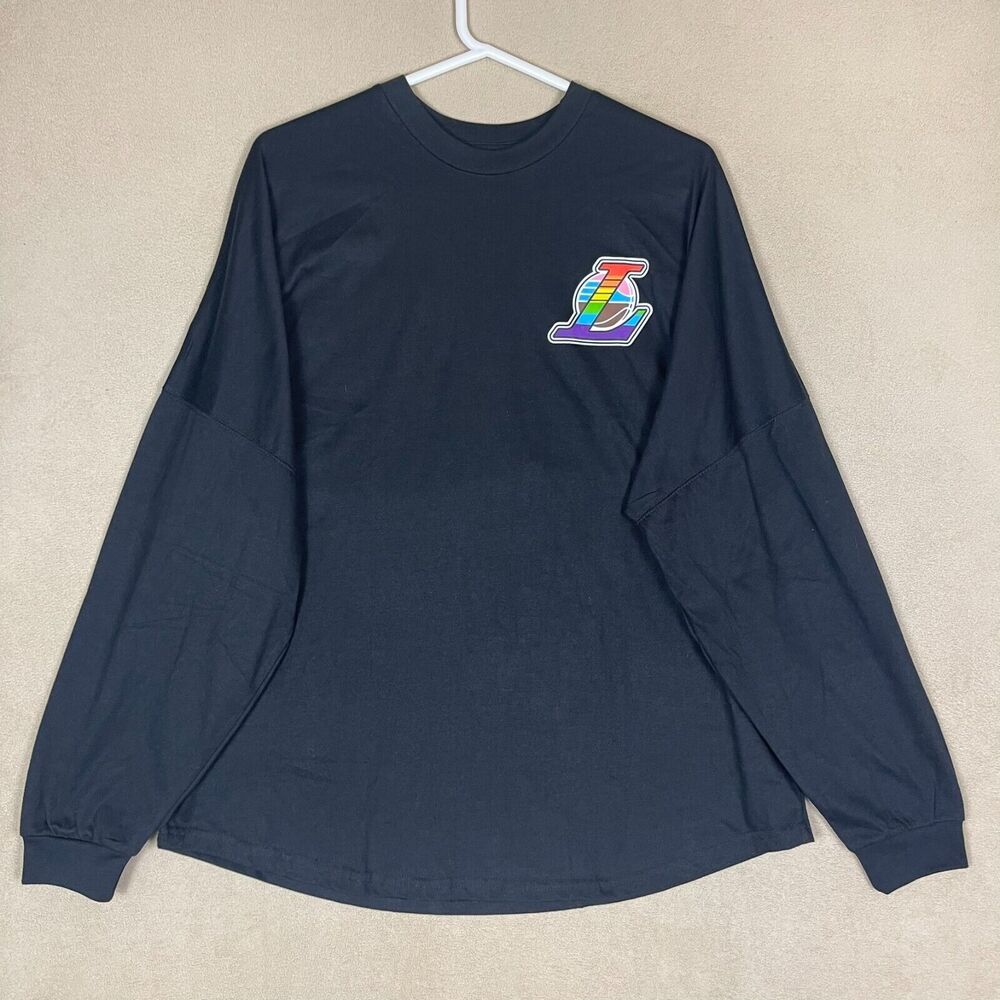 LA Lakers Pride Night Long Sleeve T-Shirt‎ Adult Extra Large Black Oversized